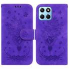 For Honor X8 5G Butterfly Rose Embossed Leather Phone Case(Purple) - 1