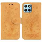 For Honor X8 5G Butterfly Rose Embossed Leather Phone Case(Yellow) - 1