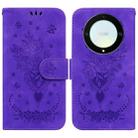 For Honor X9a Butterfly Rose Embossed Leather Phone Case(Purple) - 1