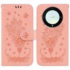 For Honor X9a Butterfly Rose Embossed Leather Phone Case(Pink) - 1