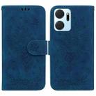 For Honor X7a Butterfly Rose Embossed Leather Phone Case(Blue) - 1