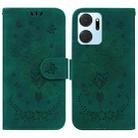 For Honor X7a Butterfly Rose Embossed Leather Phone Case(Green) - 1
