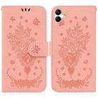 For Samsung Galaxy A04e / F04 / M04 Butterfly Rose Embossed Leather Phone Case(Pink) - 1