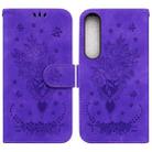 For Sony Xperia 1 IV 2023 Butterfly Rose Embossed Leather Phone Case(Purple) - 1