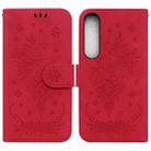 For Sony Xperia 1 IV 2023 Butterfly Rose Embossed Leather Phone Case(Red) - 1