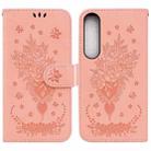 For Sony Xperia 1 IV 2023 Butterfly Rose Embossed Leather Phone Case(Pink) - 1