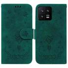 For Xiaomi 13 5G Butterfly Rose Embossed Leather Phone Case(Green) - 1