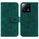 For Xiaomi 13 Pro Butterfly Rose Embossed Leather Phone Case(Green) - 1