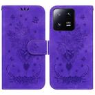 For Xiaomi 13 Pro Butterfly Rose Embossed Leather Phone Case(Purple) - 1