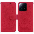 For Xiaomi 13 Pro Butterfly Rose Embossed Leather Phone Case(Red) - 1