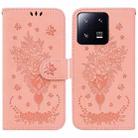 For Xiaomi 13 Pro Butterfly Rose Embossed Leather Phone Case(Pink) - 1