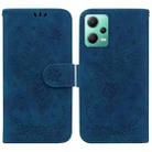 For Xiaomi Redmi Note 12 5G Butterfly Rose Embossed Leather Phone Case(Blue) - 1