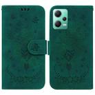 For Xiaomi Redmi Note 12 5G Butterfly Rose Embossed Leather Phone Case(Green) - 1