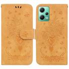 For Xiaomi Redmi Note 12 5G Butterfly Rose Embossed Leather Phone Case(Yellow) - 1