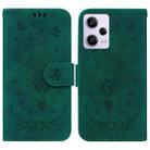 For Xiaomi Redmi Note 12 Pro 5G Butterfly Rose Embossed Leather Phone Case(Green) - 1