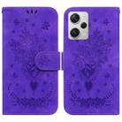 For Xiaomi Redmi Note 12 Pro+ Butterfly Rose Embossed Leather Phone Case(Purple) - 1