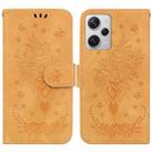For Xiaomi Redmi Note 12 Pro+ Butterfly Rose Embossed Leather Phone Case(Yellow) - 1