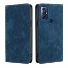 For Motorola Moto G Play 2023 RFID Anti-theft Brush Magnetic Leather Phone Case(Blue) - 1