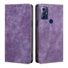 For Motorola Moto G Play 2023 RFID Anti-theft Brush Magnetic Leather Phone Case(Purple) - 1