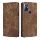 For Motorola Moto G Play 2023 RFID Anti-theft Brush Magnetic Leather Phone Case(Brown) - 1