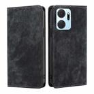 For Honor X7A RFID Anti-theft Brush Magnetic Leather Phone Case(Black) - 1