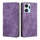 For Honor X7A RFID Anti-theft Brush Magnetic Leather Phone Case(Purple) - 1