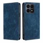 For Honor X8A RFID Anti-theft Brush Magnetic Leather Phone Case(Blue) - 1