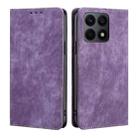 For Honor X8A RFID Anti-theft Brush Magnetic Leather Phone Case(Purple) - 1