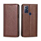 For Motorola Moto G Play 2023 Grid Texture Magnetic Flip Leather Phone Case(Brown) - 1