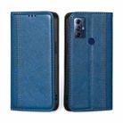 For Motorola Moto G Play 2023 Grid Texture Magnetic Flip Leather Phone Case(Blue) - 1