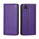 For Kyocera Digno BX2-Digno SX2-A101KC Grid Texture Magnetic Flip Leather Phone Case(Purple) - 1