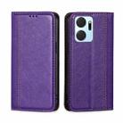 For Honor X7A Grid Texture Magnetic Flip Leather Phone Case(Purple) - 1