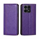 For Honor X8A Grid Texture Magnetic Flip Leather Phone Case(Purple) - 1