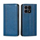 For Honor X8A Grid Texture Magnetic Flip Leather Phone Case(Blue) - 1