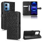 For Xiaomi Redmi Note 12 5G Honeycomb Dot Texture Leather Phone Case(Black) - 1