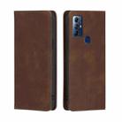 For Motorola Moto G Play 2023 Skin Feel Magnetic Horizontal Flip Leather Phone Case(Dark Brown) - 1