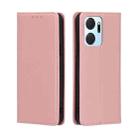 For Honor X7A Skin Feel Magnetic Horizontal Flip Leather Phone Case(Rose Gold) - 1