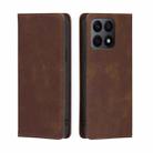 For Honor X8A Skin Feel Magnetic Horizontal Flip Leather Phone Case(Dark Brown) - 1