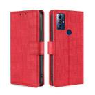 For Motorola Moto G Play 2023 Skin Feel Crocodile Magnetic Clasp Leather Phone Case(Red) - 1