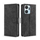 For Honor X7A Skin Feel Crocodile Magnetic Clasp Leather Phone Case(Black) - 1