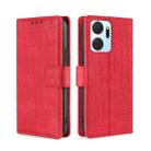 For Honor X7A Skin Feel Crocodile Magnetic Clasp Leather Phone Case(Red) - 1