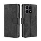 For Honor X8A Skin Feel Crocodile Magnetic Clasp Leather Phone Case(Black) - 1