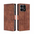 For Honor X8A Skin Feel Crocodile Magnetic Clasp Leather Phone Case(Brown) - 1