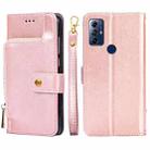 For Motorola Moto G Play 2023 Zipper Bag Leather Phone Case(Rose Gold) - 1