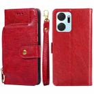 For Honor X7A Zipper Bag Leather Phone Case(Red) - 1