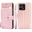 For Honor X8A Zipper Bag Leather Phone Case(Rose Gold) - 1