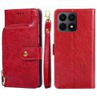 For Honor X8A Zipper Bag Leather Phone Case(Red) - 1