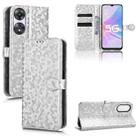 For OPPO A58 5G Honeycomb Dot Texture Leather Phone Case(Silver) - 1
