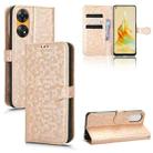 For OPPO Reno8 T 4G Honeycomb Dot Texture Leather Phone Case(Gold) - 1