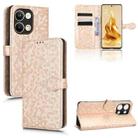 For OPPO Reno9 Pro Honeycomb Dot Texture Leather Phone Case(Gold) - 1